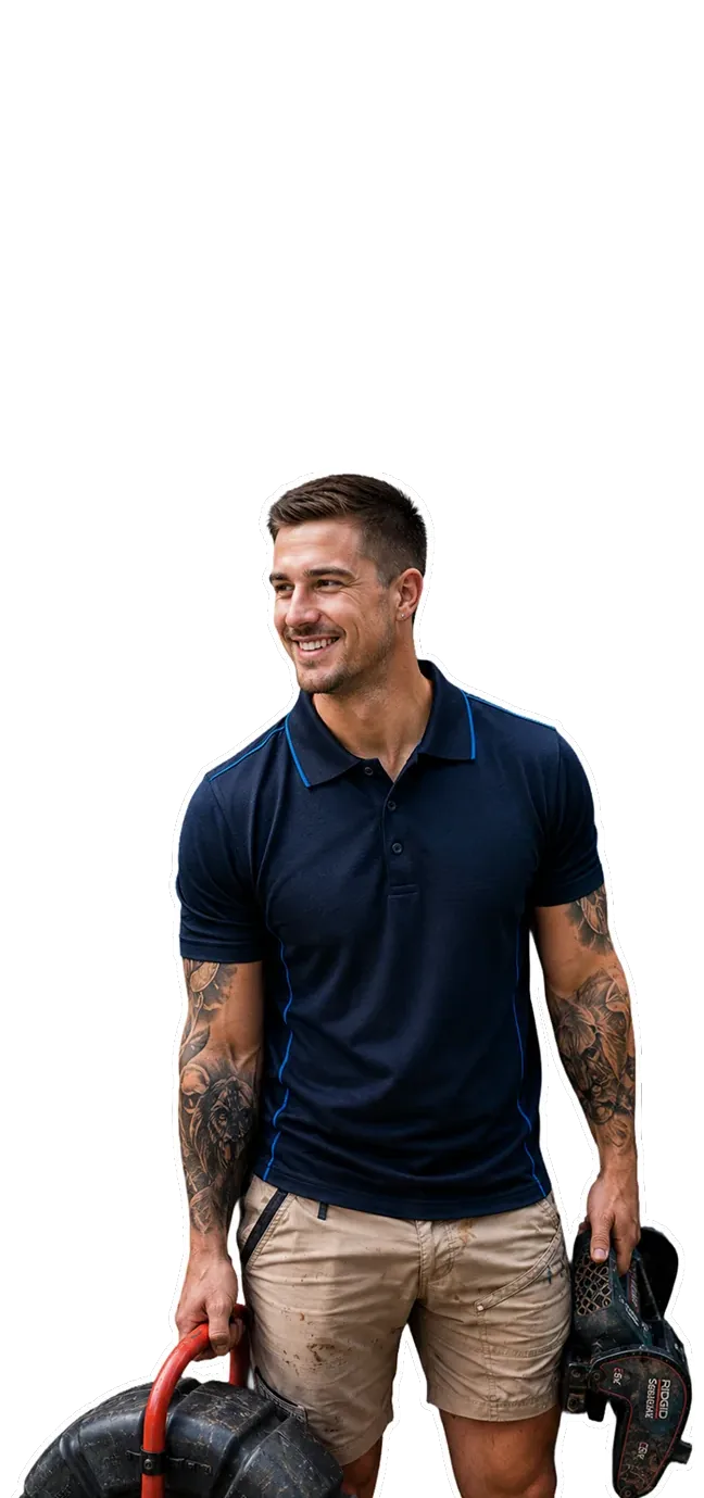 Licensed Manly plumber arriving with his tools