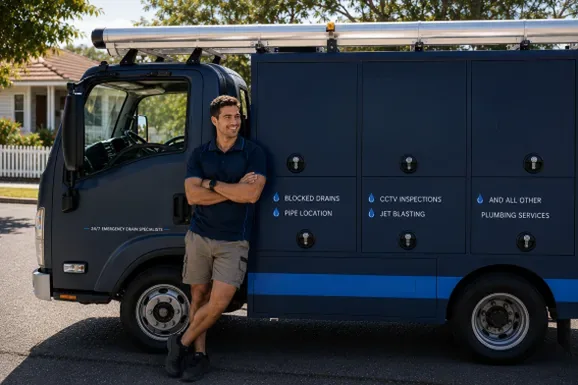 Licensed Manly plumber at the van