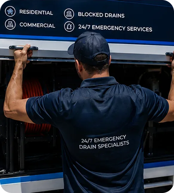 A licensed Manly plumber at the service van
